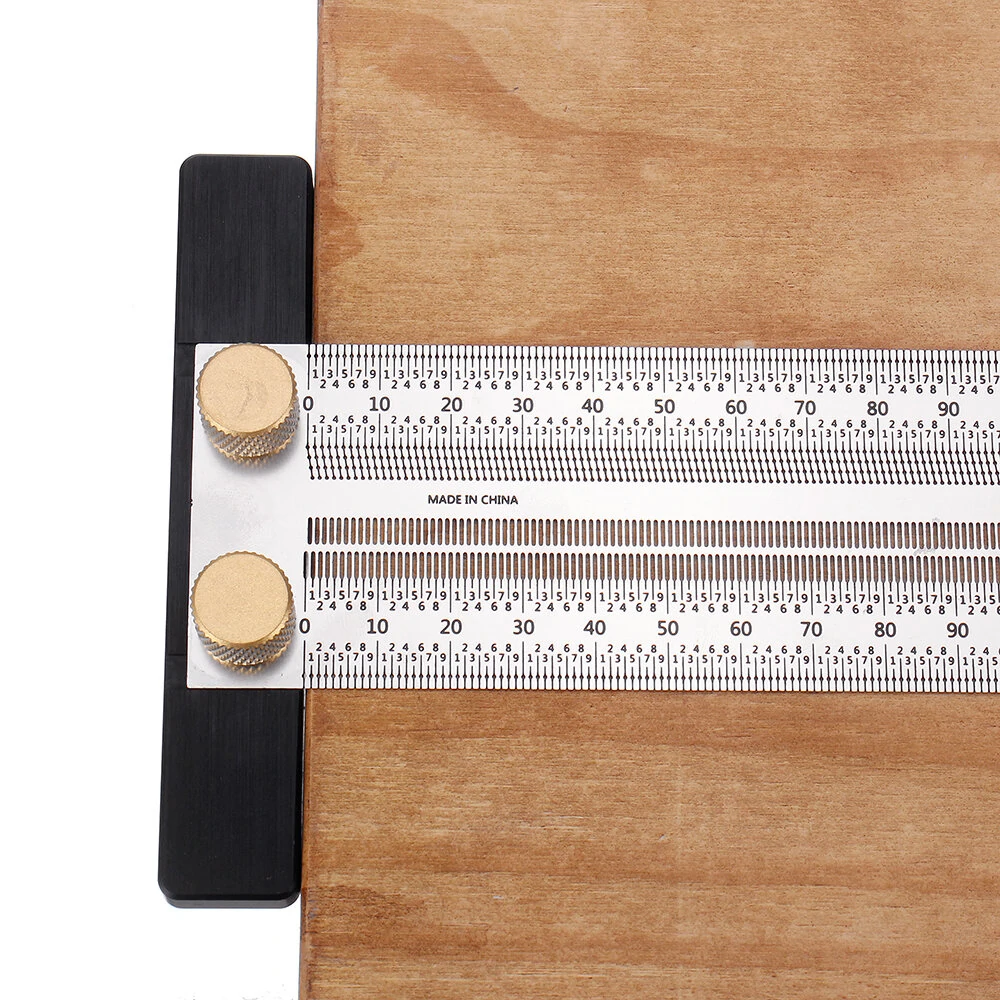 Drillpro 200/300/400mm Stainless Steel Precision Marking T Ruler Hole Positioning Measuring Ruler Woodworking Scriber Scribing Tool — view 8