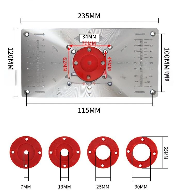Drillpro 235x120x8mm Trimming Machine Flip Panel Woodworking Router Table Insert Plate for MAKITA(RT0700c) — view 6