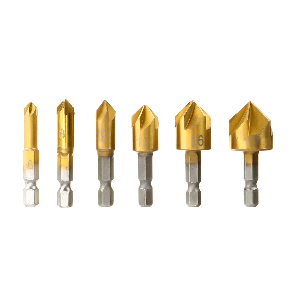 Drillpro 23pcs Woodworking Chamfering Countersunk Drill Bit Set 5 Flute Chamfering Drill Wood Plug Cutter Automatic Center Punch Drill — view 4