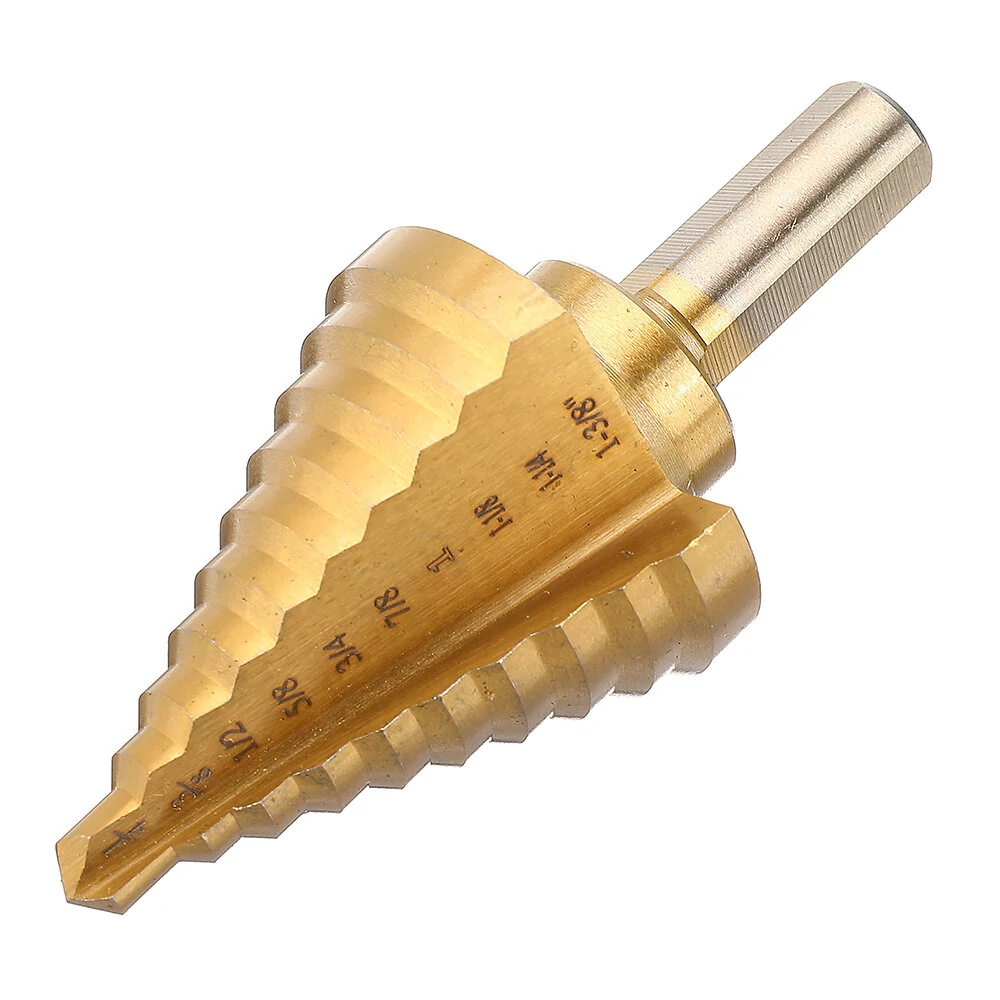 Drillpro 6PCS Premium Titanium-Coated HSS 4241 Step Drill Bit Set by Pro-Drills Variety Pack (1/8" to 1-3/8") High-Speed Steel Center Punched Design Ideal for Woodworking and Home Improvement — view 4