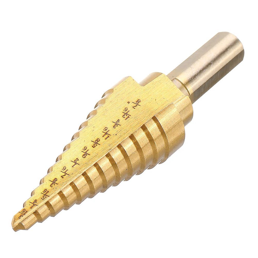 Drillpro 6PCS Premium Titanium-Coated HSS 4241 Step Drill Bit Set by Pro-Drills Variety Pack (1/8" to 1-3/8") High-Speed Steel Center Punched Design Ideal for Woodworking and Home Improvement — view 5