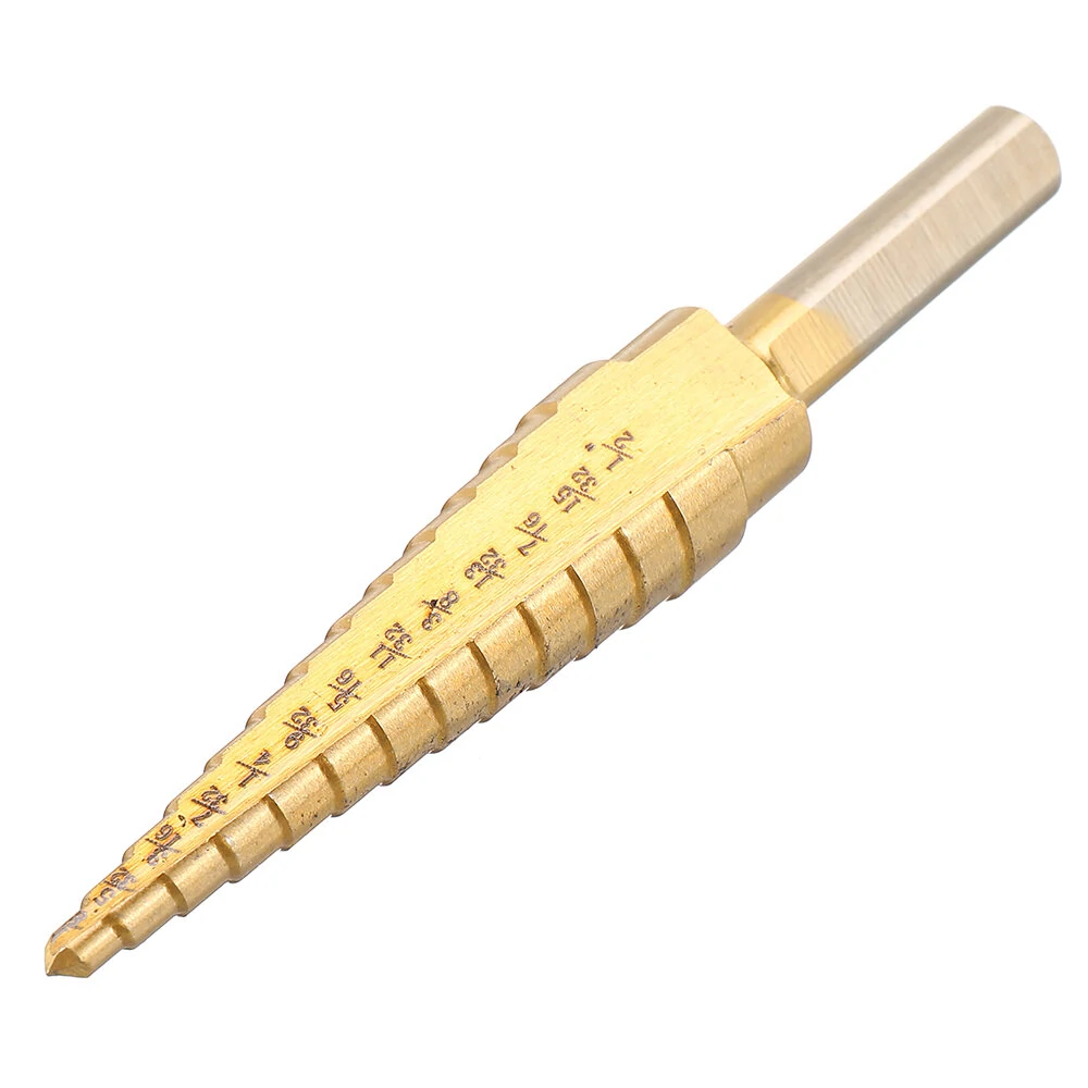 Drillpro 6PCS Premium Titanium-Coated HSS 4241 Step Drill Bit Set by Pro-Drills Variety Pack (1/8" to 1-3/8") High-Speed Steel Center Punched Design Ideal for Woodworking and Home Improvement — view 6