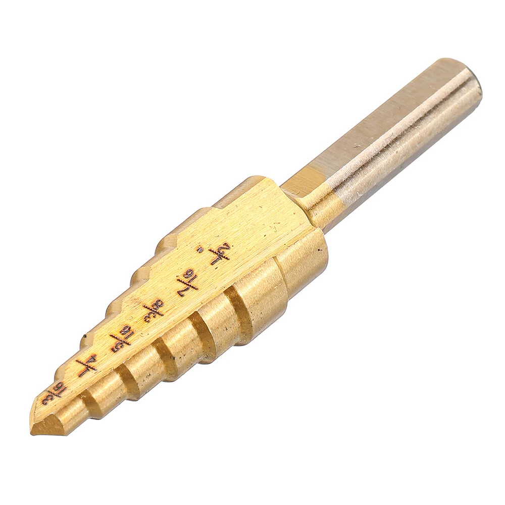 Drillpro 6PCS Premium Titanium-Coated HSS 4241 Step Drill Bit Set by Pro-Drills Variety Pack (1/8" to 1-3/8") High-Speed Steel Center Punched Design Ideal for Woodworking and Home Improvement — view 7