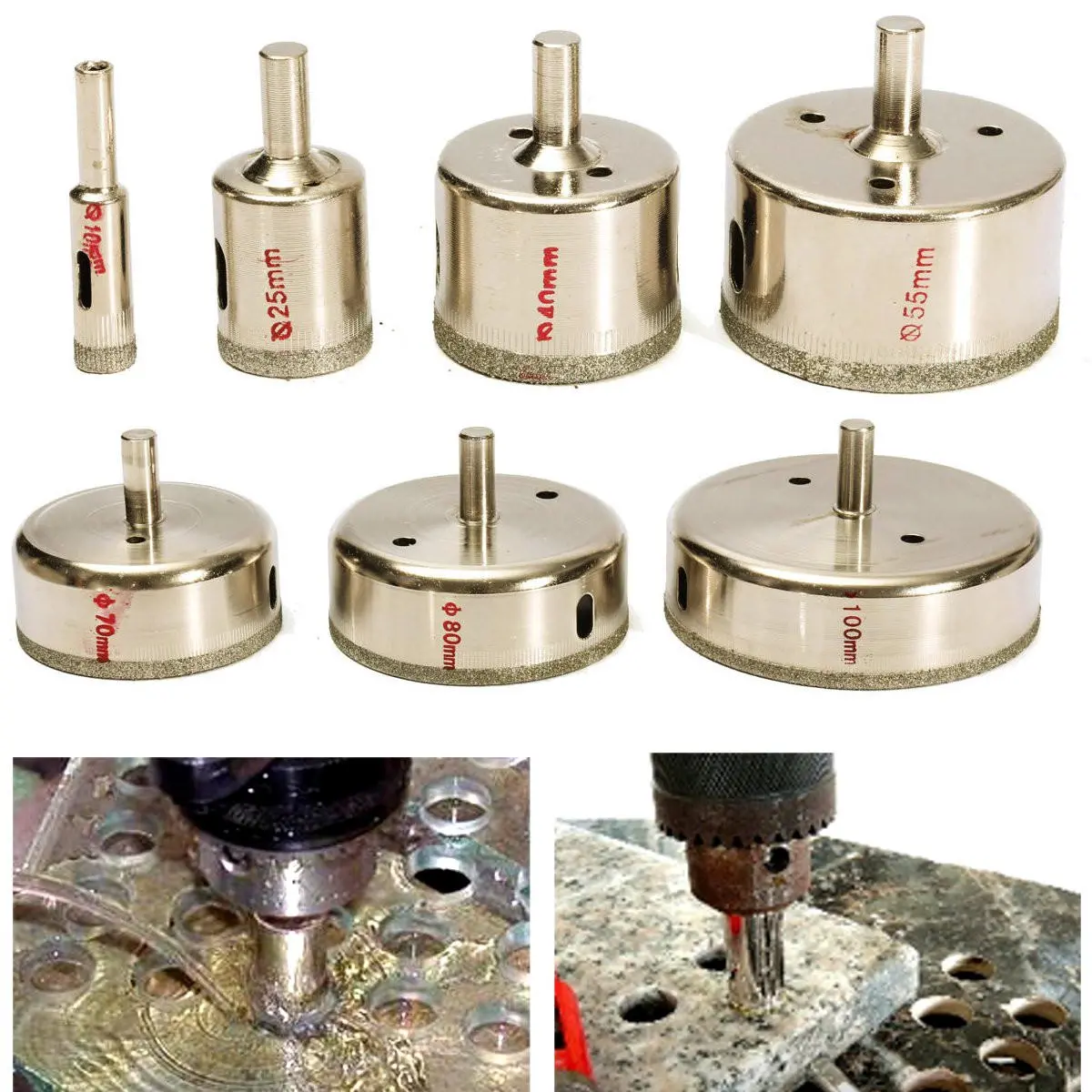 Drillpro 7pcs 10-100mm Diamond Hole Saw Drill Bit Set Tile Ceramic Glass Porcelain Marble Hole Saw Cutter — view 3