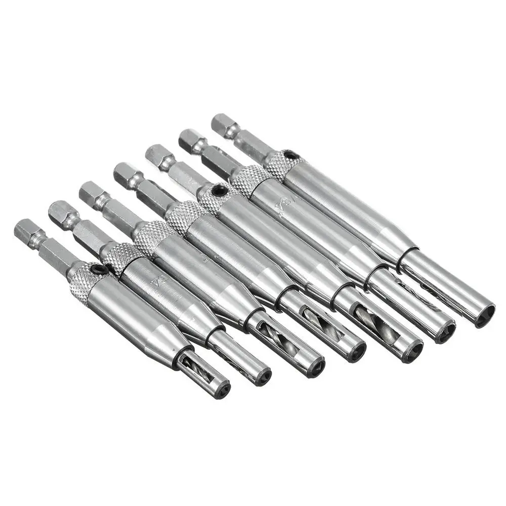 Drillpro 7pcs HSS Self Centering Hinge Drill Bit Door Window Cabinet Woodworking Hole Puncher — view 7
