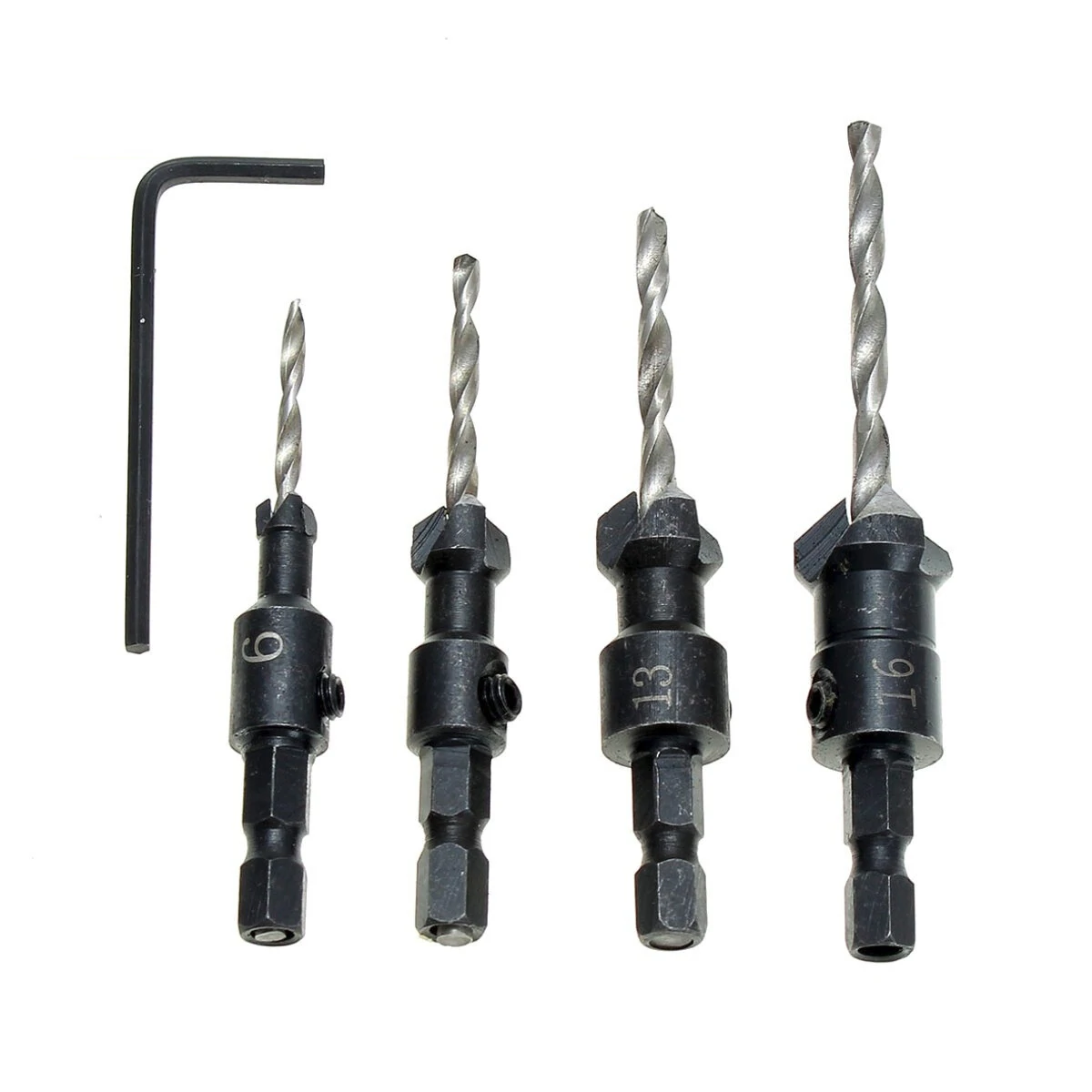 Drillpro DB-C2 4pcs #6 #10 #13 #16 Carpentry Countersink Drill Bit Set Wood Working Tools — view 4