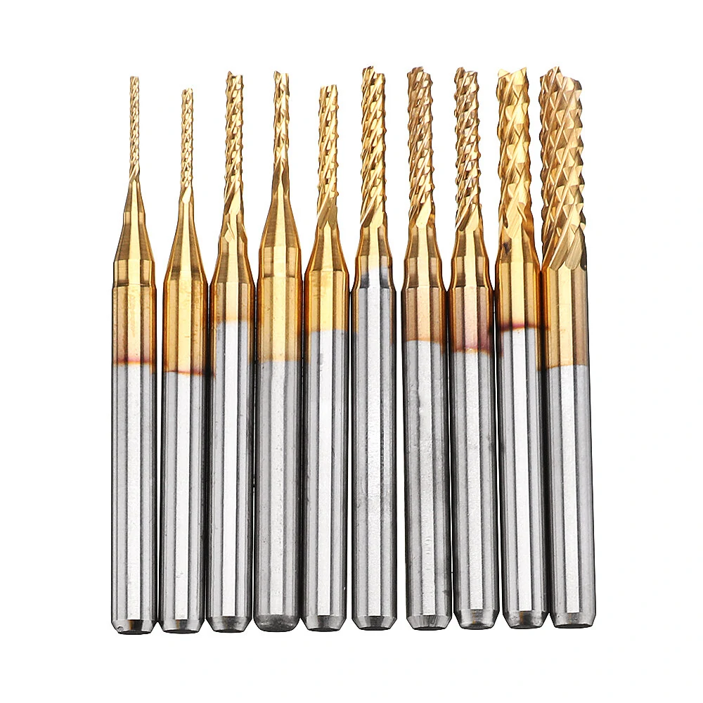 Drillpro DB-M1 10Pcs 0.8-3mm PCB Drill Bits Carbide Engraving Milling Cutter For CNC Rotary Burrs — view 2