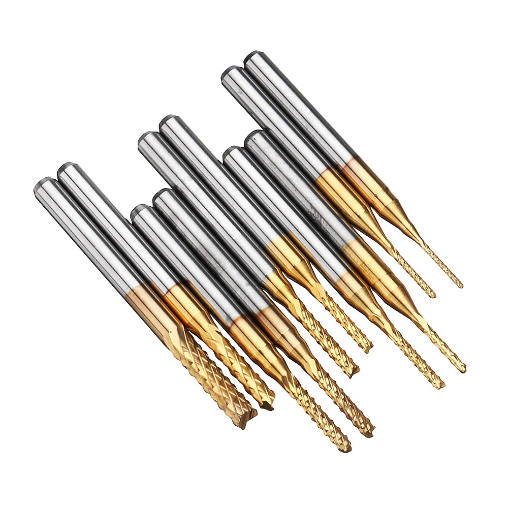 Drillpro DB-M1 10Pcs 0.8-3mm PCB Drill Bits Carbide Engraving Milling Cutter For CNC Rotary Burrs — view 4