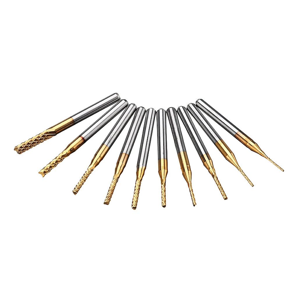 Drillpro DB-M1 10Pcs 0.8-3mm PCB Drill Bits Carbide Engraving Milling Cutter For CNC Rotary Burrs — view 5