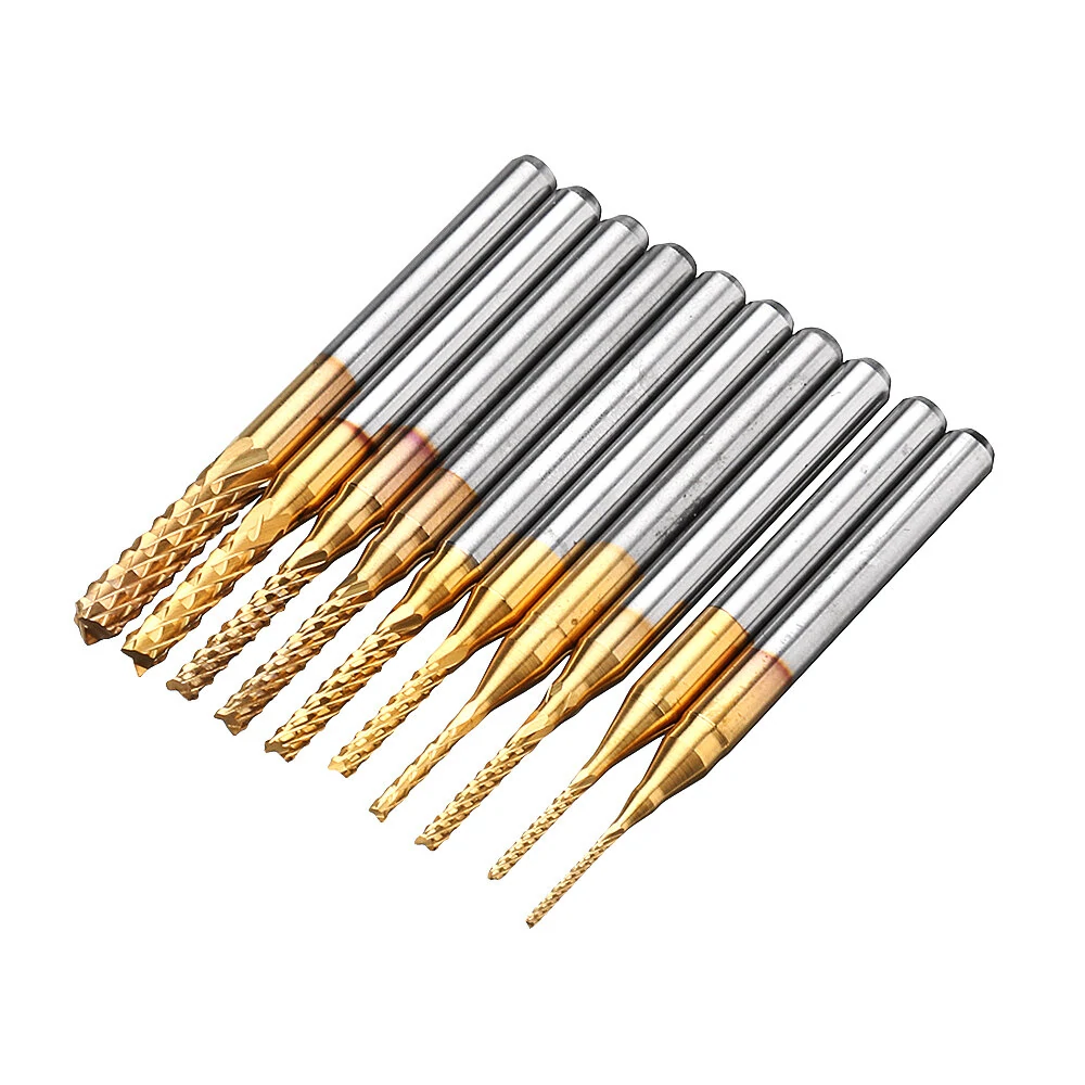 Drillpro DB-M1 10Pcs 0.8-3mm PCB Drill Bits Carbide Engraving Milling Cutter For CNC Rotary Burrs — view 7