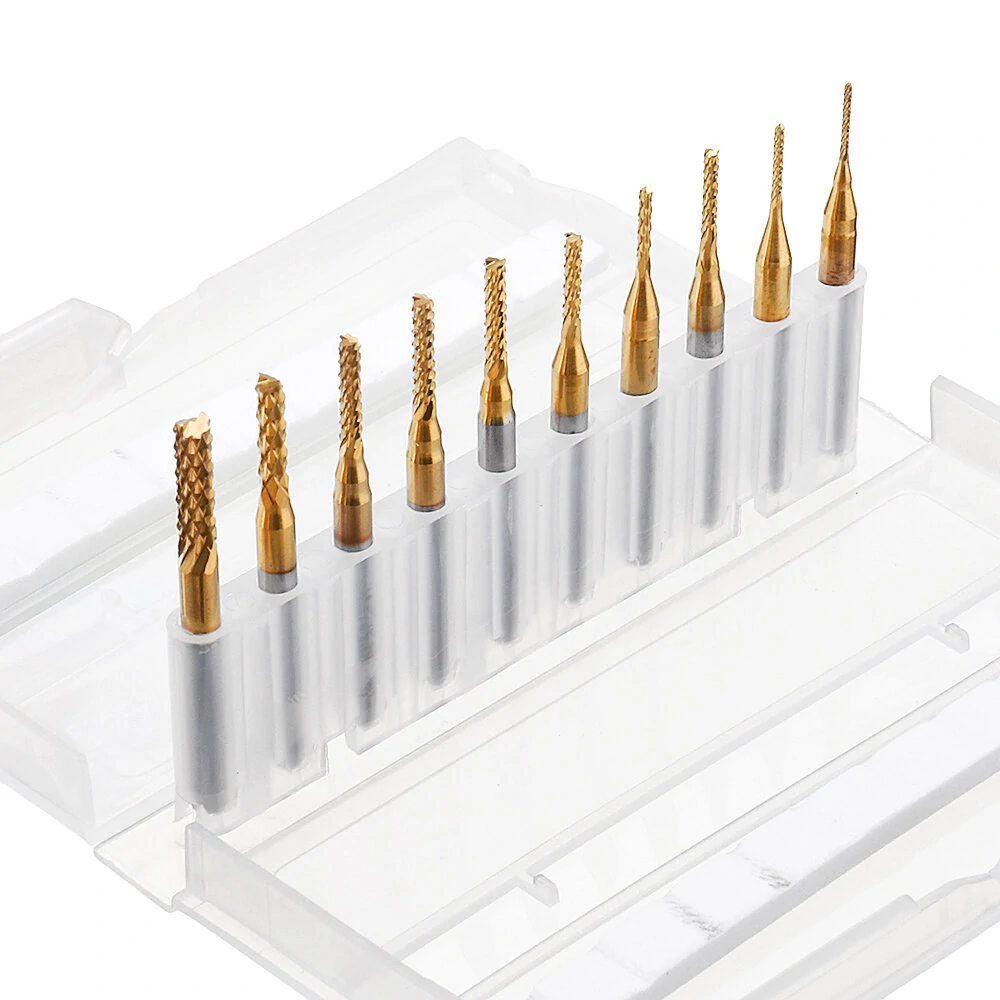 Drillpro DB-M1 10Pcs 0.8-3mm PCB Drill Bits Carbide Engraving Milling Cutter For CNC Rotary Burrs — view 8