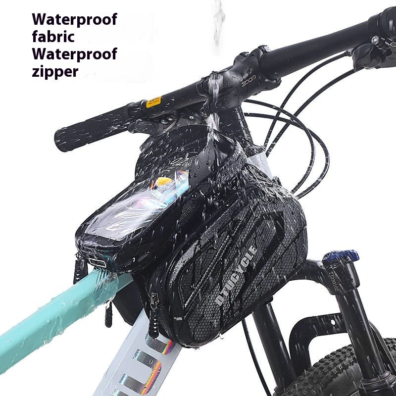 DTUCYCLE Bicycle Front Frame Separable Organizer Bag Waterproof Touch Screen Cycling Bag Triple Hoop Loop Fastening Bike Tube Bag for MTB Road — view 6