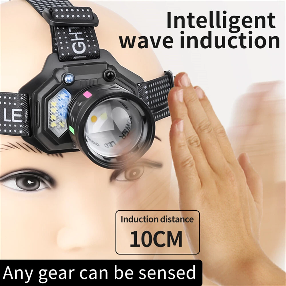 Dual Light Source Zoomable LED Headlamp with Sensing Switch Long-Range Strong Light LED Outdoor Long Endurance Head Light Searchlight — view 10