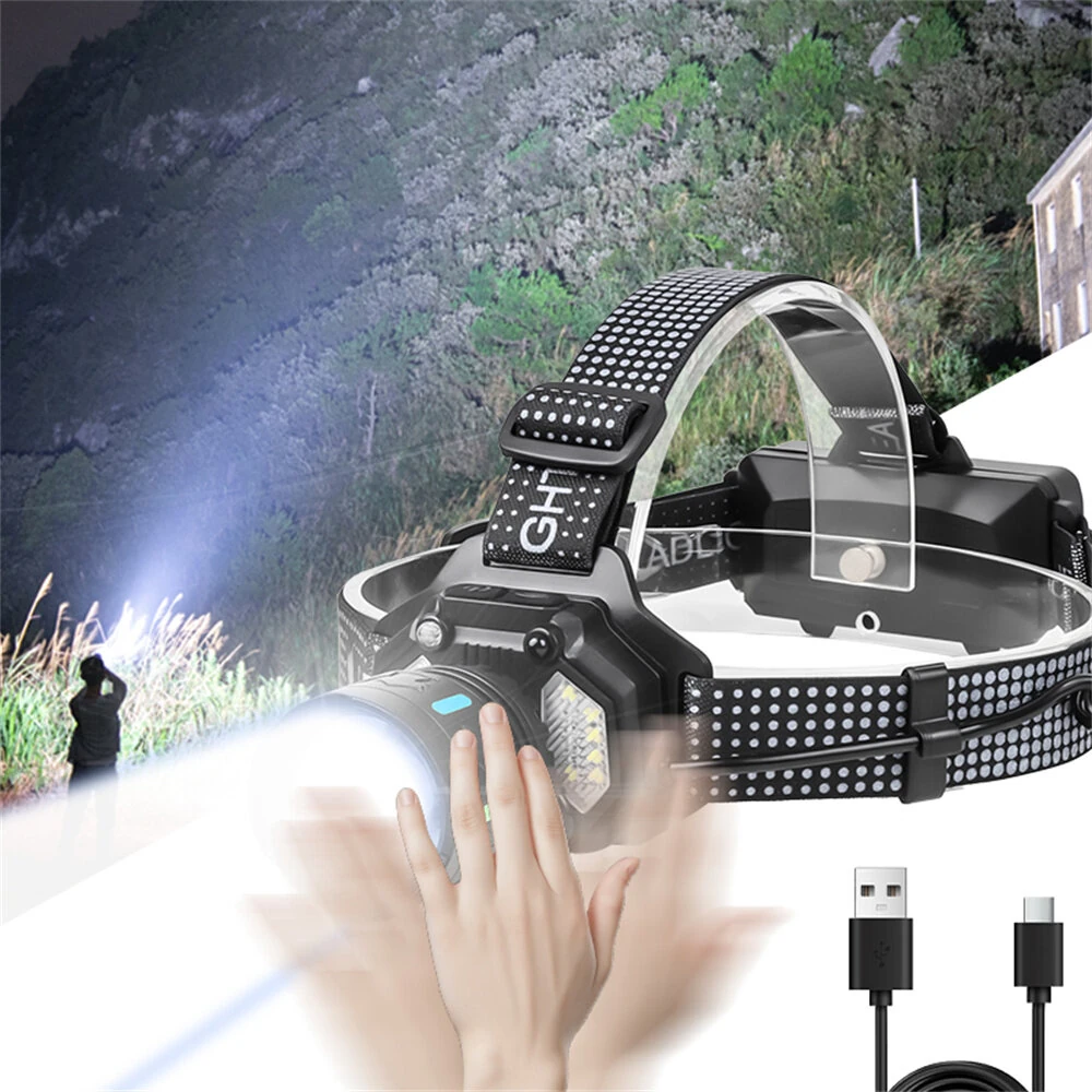 Dual Light Source Zoomable LED Headlamp with Sensing Switch Long-Range Strong Light LED Outdoor Long Endurance Head Light Searchlight — view 3
