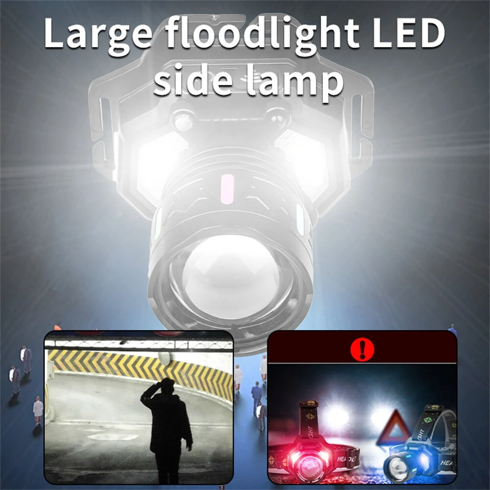 Dual Light Source Zoomable LED Headlamp with Sensing Switch Long-Range Strong Light LED Outdoor Long Endurance Head Light Searchlight — view 9