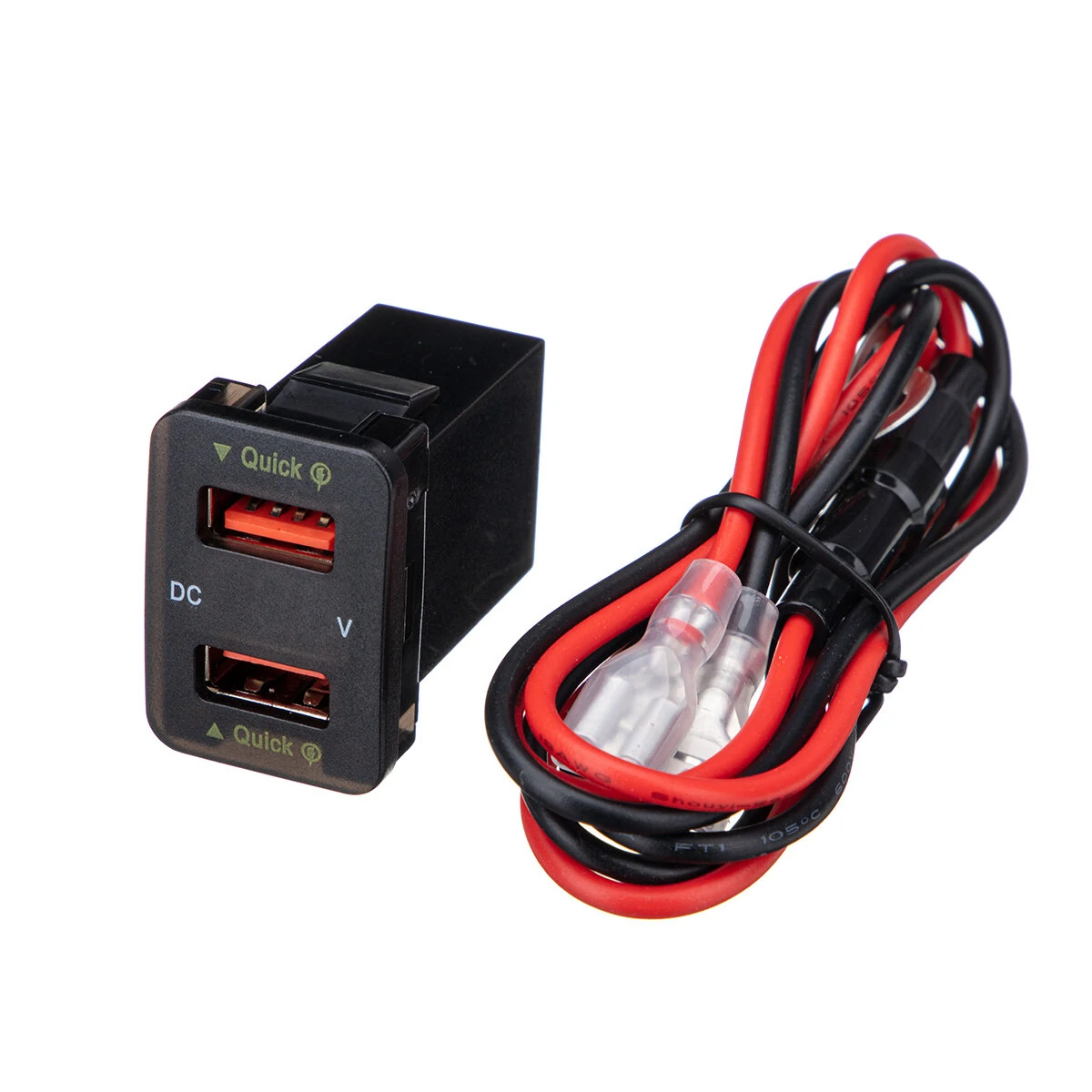 Dual USB QC Car Charger Socket Power Adapter With 12-24V Voltmeter LED Car Accessories 33mm*23mm For Toyota Quick Charge For Mobile Phone — view 11