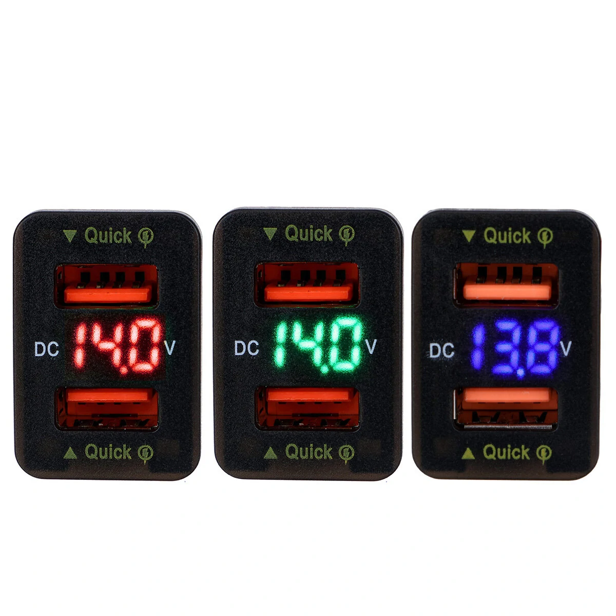 Dual USB QC Car Charger Socket Power Adapter With 12-24V Voltmeter LED Car Accessories 33mm*23mm For Toyota Quick Charge For Mobile Phone — view 8
