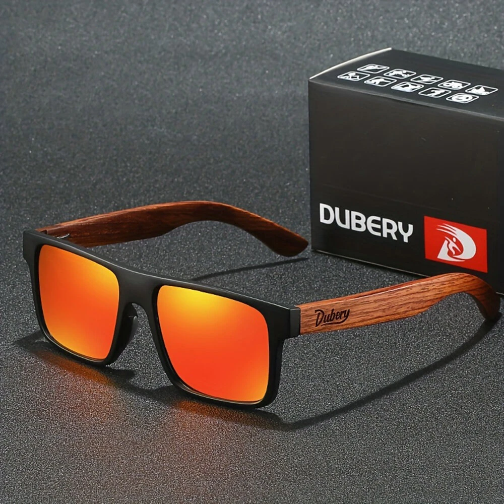 DUBERY Vintage Wooden Polarized Sunglasses for Men Women UV400 Protection Fashion Square Sun Glasses for Driving Travel Fishing — view 6