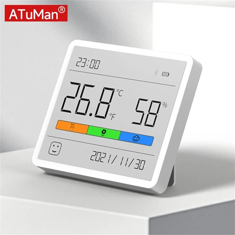 DUKA Atuman TH1 Temperature Humidity Meter LCD Digital Thermometer Hygrometer Sensor Gauge Weather Station Clock Home Indoor Use — AtuMan