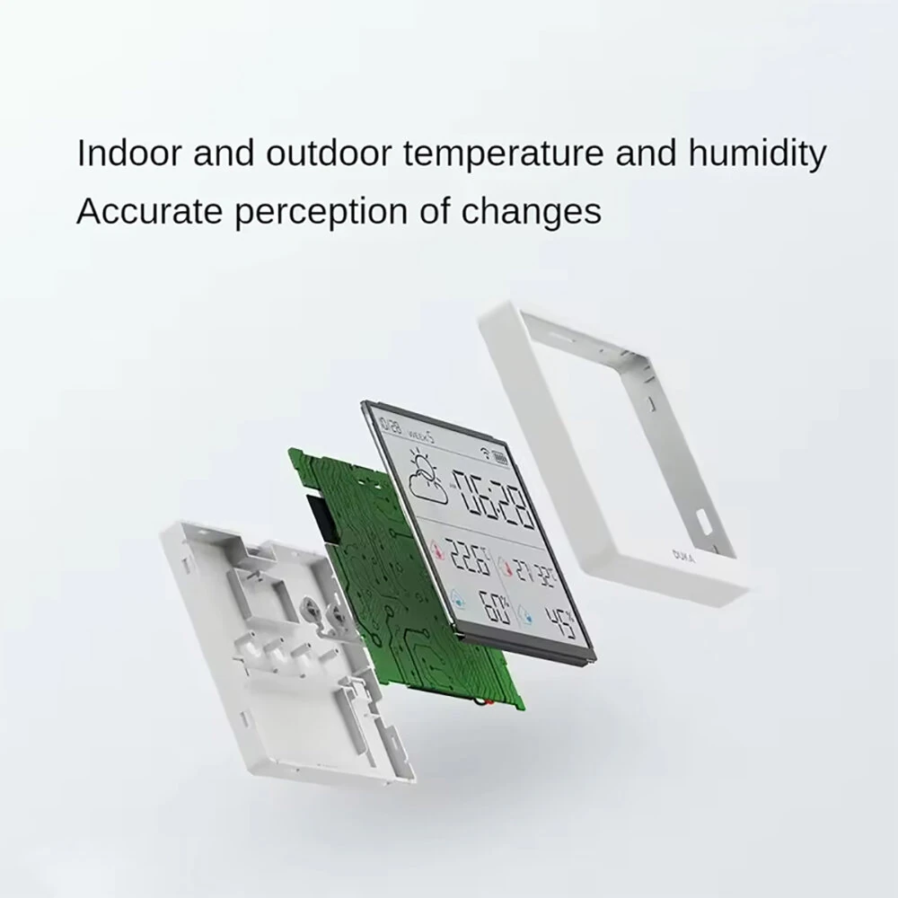 DUKA LCD Wireless Smart Home WIFI Temperature and Humidity Weather Sensor Rechargeable Indoor Clock Hygrometer Mini Digital Thermometer — view 7