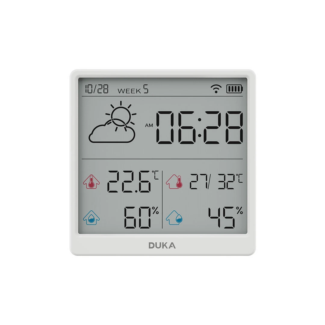 DUKA LCD Wireless Smart Home WIFI Temperature and Humidity Weather Sensor Rechargeable Indoor Clock Hygrometer Mini Digital Thermometer — view 8