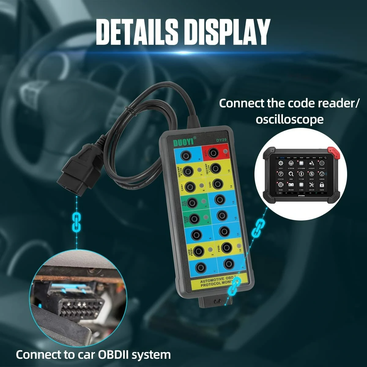 DY29 Automotive OBD Interface Diagnostic Protocol Detector Detects Diagnostic Signal Detector — view 7