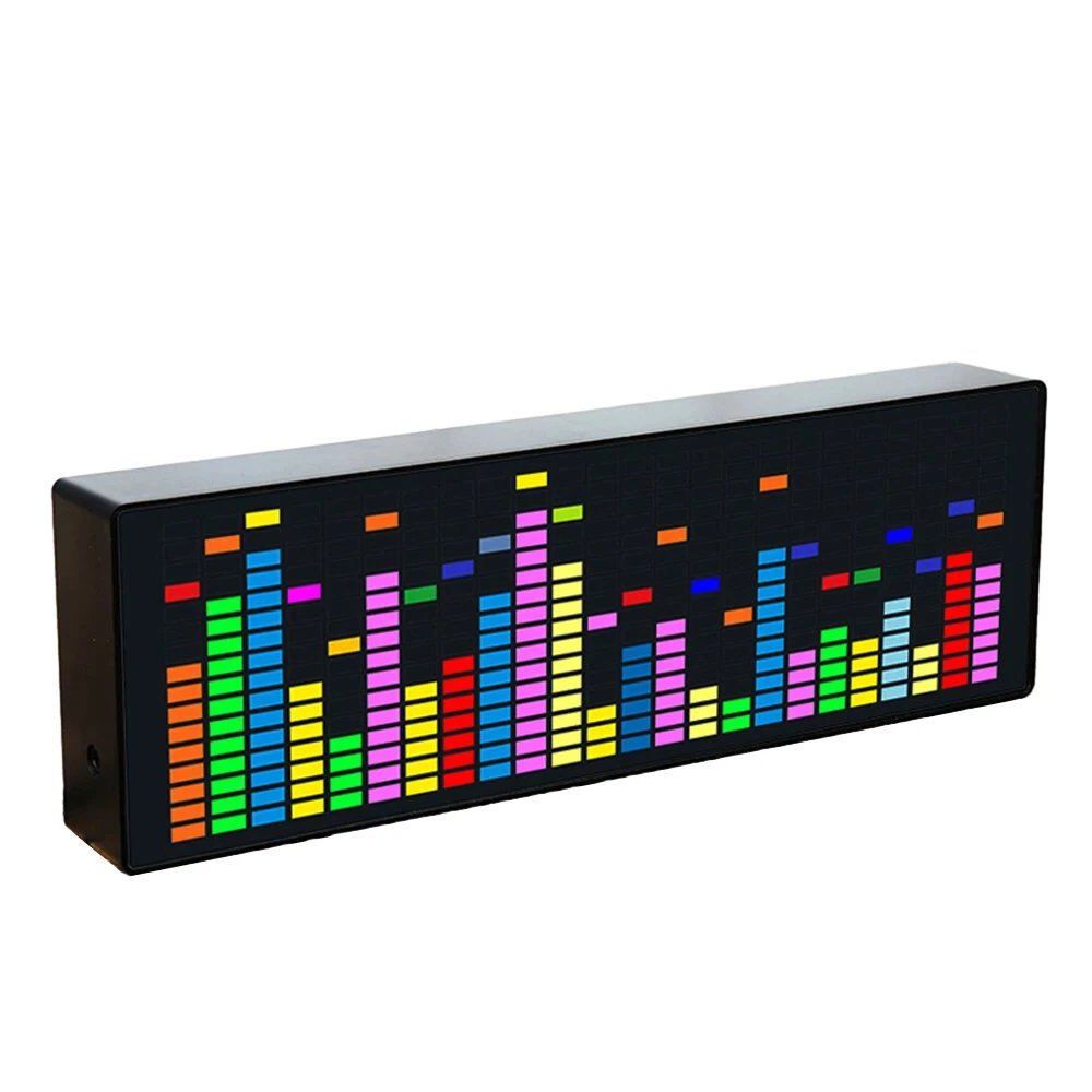 Dynamic LED Music Spectrum Clock Picking Lamp Voice Control + Wire Control LED Music Spectrum Rhythm Display RGB Light Electronic Clock Voice Activated Car Audio Level Indicator VU Meter Atmosphere Lamp — Dynamic