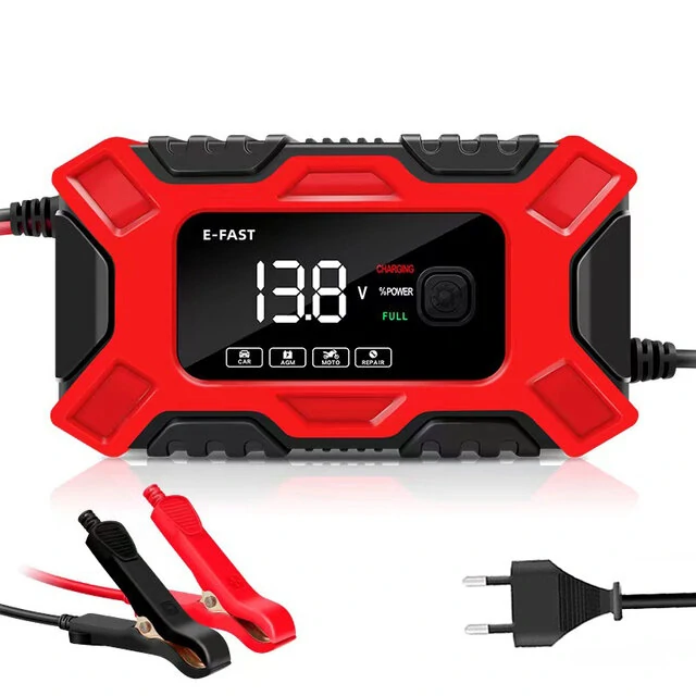 E-FAST 12V 6A Large Screen Digital Display Battery Charger Pulse Repair for Car Motorcycle Dry Water Lead-acid Batteries — view 2