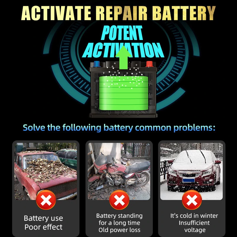 E-FAST 12V 6A Large Screen Digital Display Battery Charger Pulse Repair for Car Motorcycle Dry Water Lead-acid Batteries — view 7