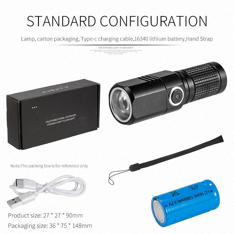 E-Smarter K91 Powerful Zoomable LED Flashlight with 18350 Battery USB Rechargeable Flash Light Camping Lamp IP64 Waterproof Fishing Lantern Lamp — view 11