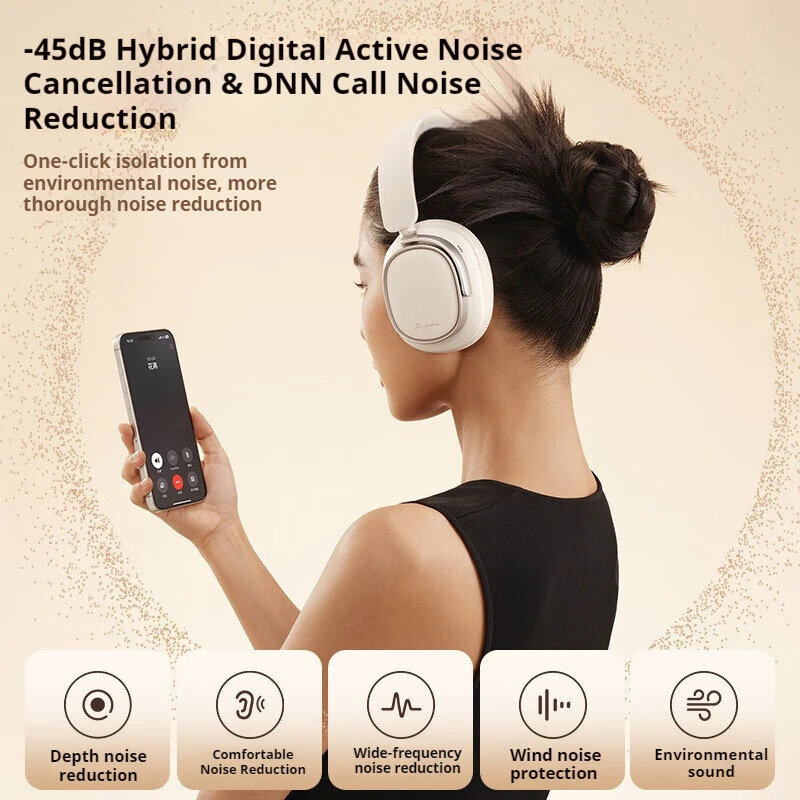 Edifier Evo Space bluetooth Headphone Gaming Headset ANC -45dB Depth Active Noise Canelling DNN Call Noise Reduction 40mm Titanium-plated Composite Diaphragm Hi-Res LHDC5.0 Audio 93H Playback Support Wired Connection Headphones with Mic — view 5