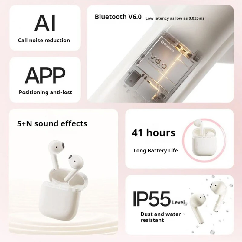 Edifier HUAZAI Zero Air Pro TWS Earphone bluetooth V6.0 Earphone 13mm Fine-tuned Large Unit  41H Playback Low Delay IP55 Waterproof Half-in-ear Sports Headphones — view 4