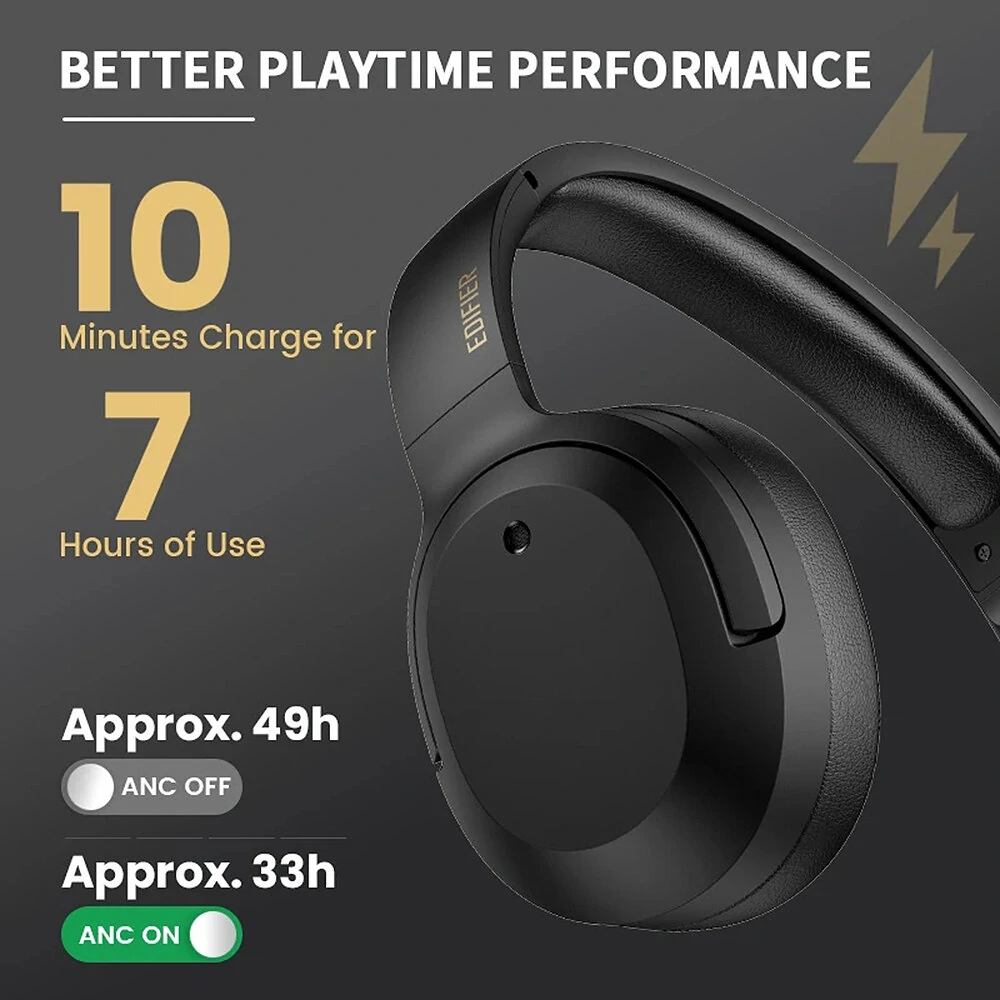 Edifier W820NB Plus ANC Headset bluetooth Headphone Active Noise Cancelling Dual Hi-Res Audio LADC Codec Low Latency Headphones with Mic — view 7