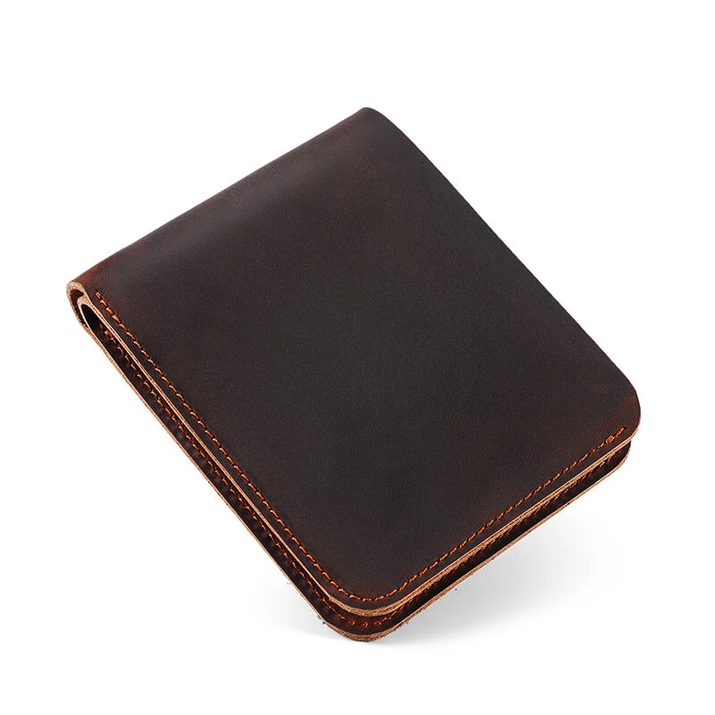 Ekphero Men's Genuine Leather Wallet Large Capacity Slim 6 Card Slots Money Clip, Lightweight Cowhide Portable ID & Credit Card Holder — Ekphero