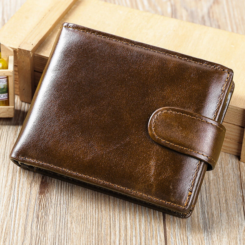 Ekphero Men's Retro Genuine Leather Wallet, Compact Multi-Card Money Clip, Multi Slot Anti-theft Credit Card Holder Coin Purse — Ekphero