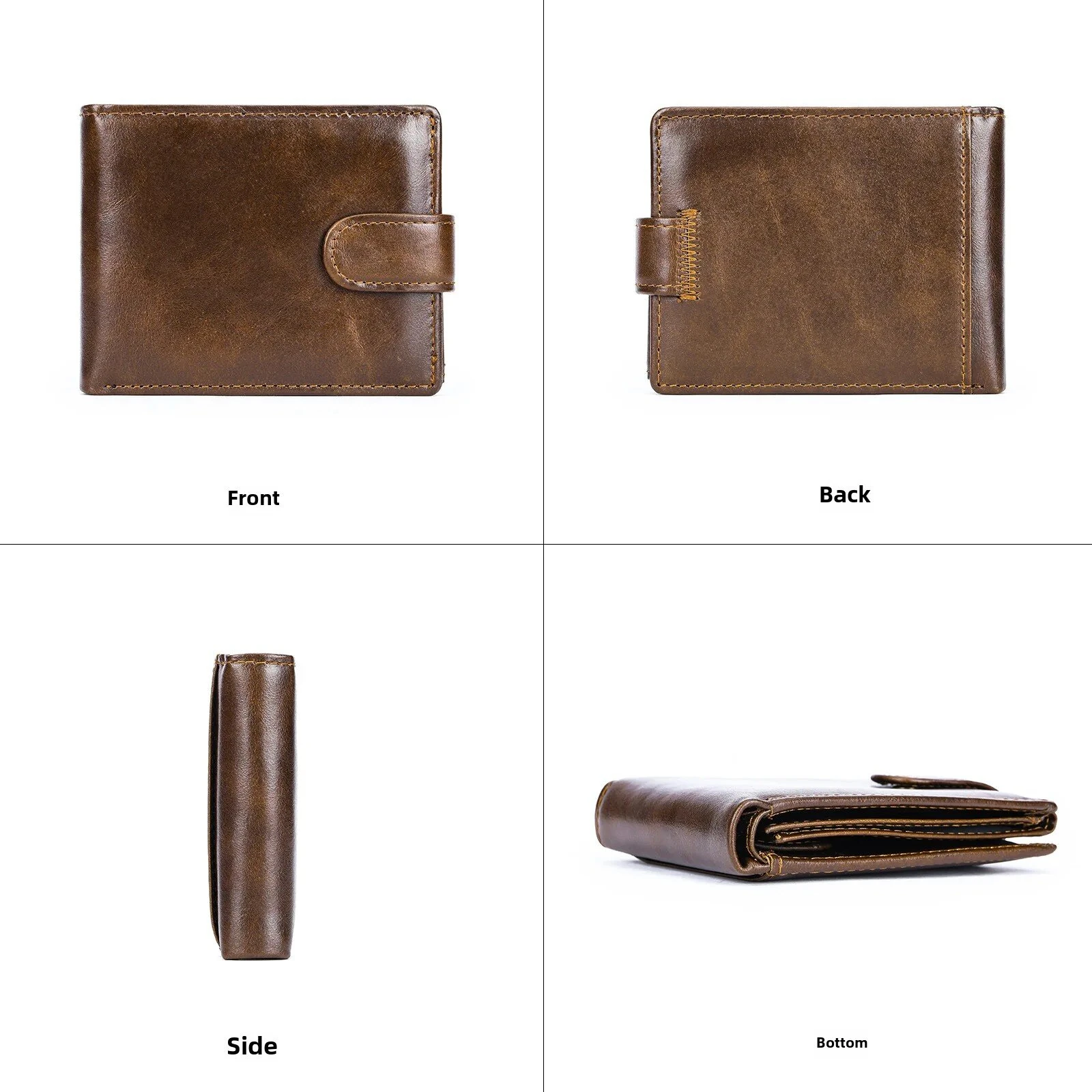 Ekphero Men's Retro Genuine Leather Wallet, Compact Multi-Card Money Clip, Multi Slot Anti-theft Credit Card Holder Coin Purse — view 6