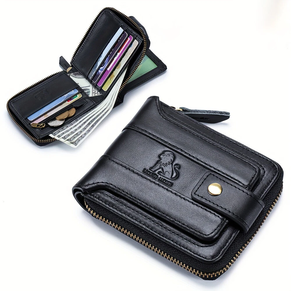 Ekphero Men's RFID Genuine Leather Wallet Large Capacity Multi-card Anti-theft Retro Design Fashion Multifunctional Wallet — view 11