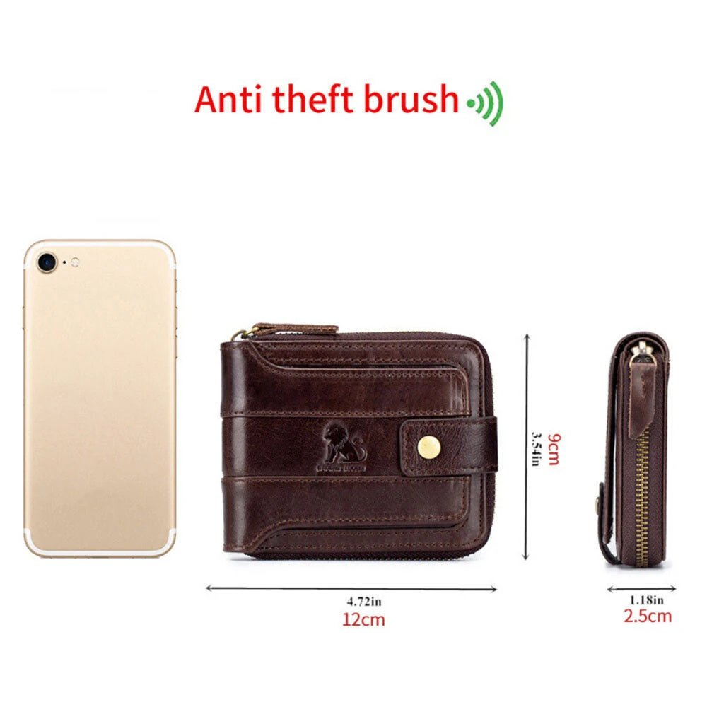 Ekphero Men's RFID Genuine Leather Wallet Large Capacity Multi-card Anti-theft Retro Design Fashion Multifunctional Wallet — view 3