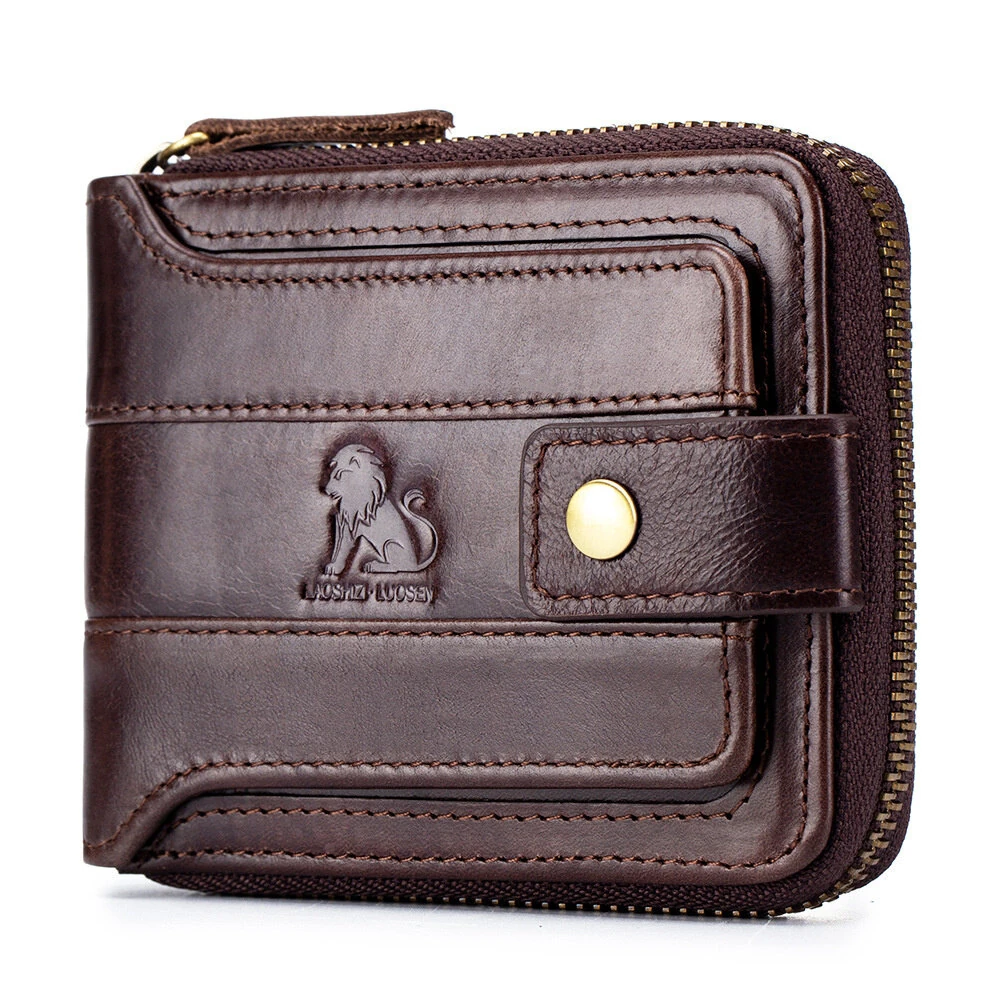 Ekphero Men's RFID Genuine Leather Wallet Large Capacity Multi-card Anti-theft Retro Design Fashion Multifunctional Wallet — view 4