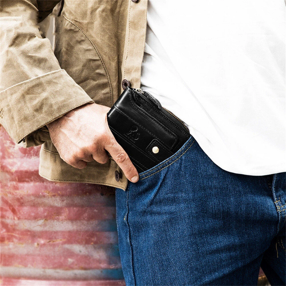Ekphero Men's RFID Genuine Leather Wallet Large Capacity Multi-card Anti-theft Retro Design Fashion Multifunctional Wallet — view 9