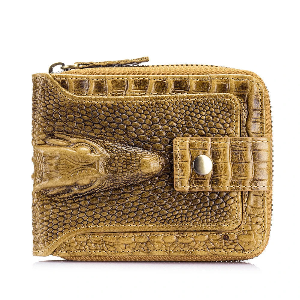 Ekphero Mens Wallet Genuine Leather Crocodile Pattern Short Coin Purse Luxurious High-Quality Multi Slot Thick Anti-Theft Card Bag — Ekphero