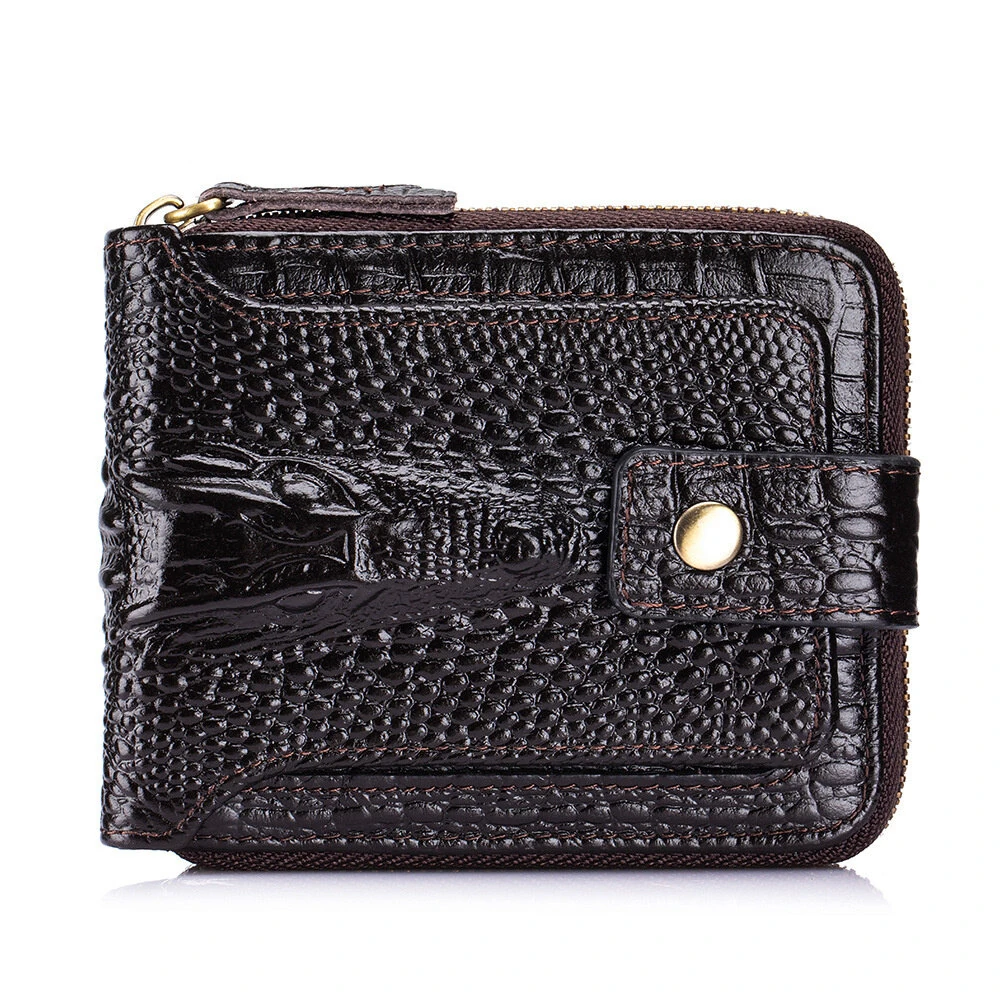 Ekphero Mens Wallet Genuine Leather Crocodile Pattern Short Coin Purse Luxurious High-Quality Multi Slot Thick Anti-Theft Card Bag — view 9