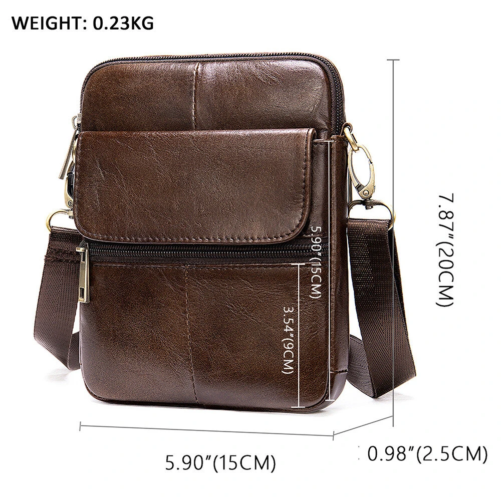 Ekphero Zipper Genuine Leather Messenger Bags Business Small Crossbody Bag Casual Travel Flap Shoulder Bag — view 4
