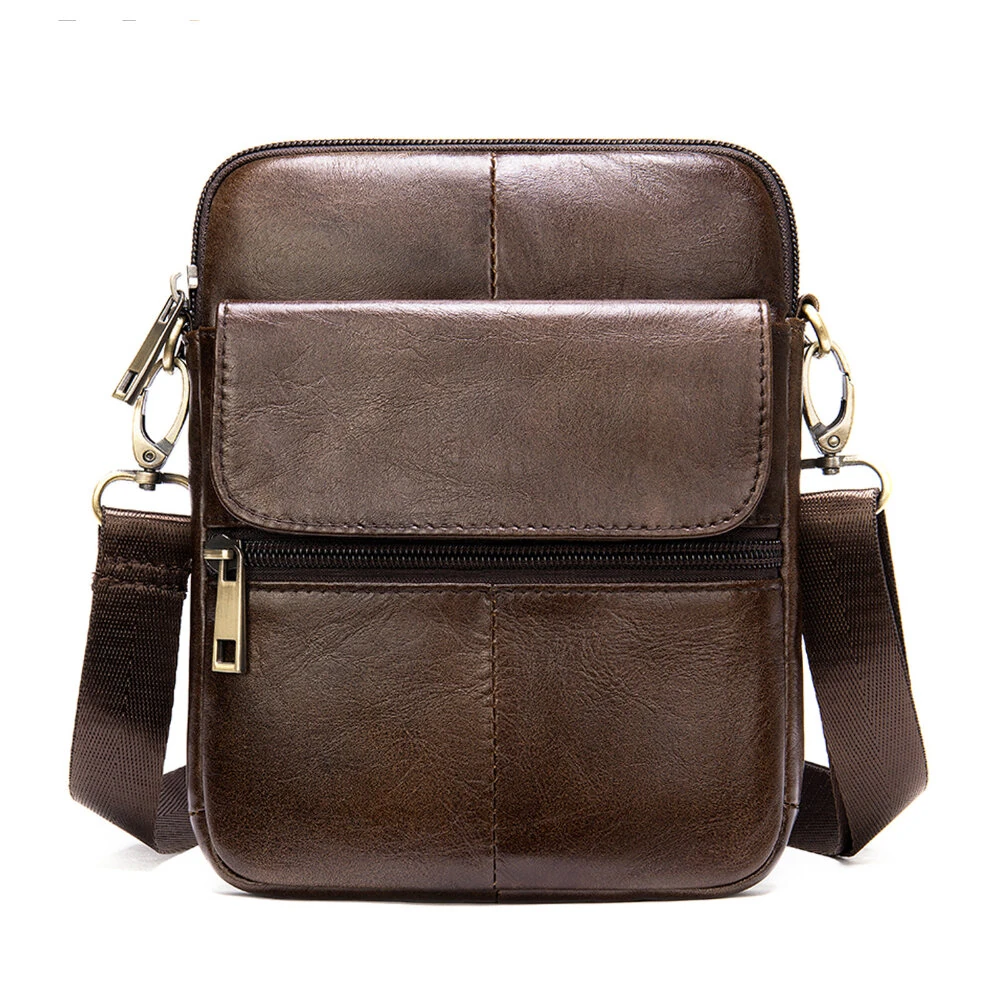 Ekphero Zipper Genuine Leather Messenger Bags Business Small Crossbody Bag Casual Travel Flap Shoulder Bag — view 9