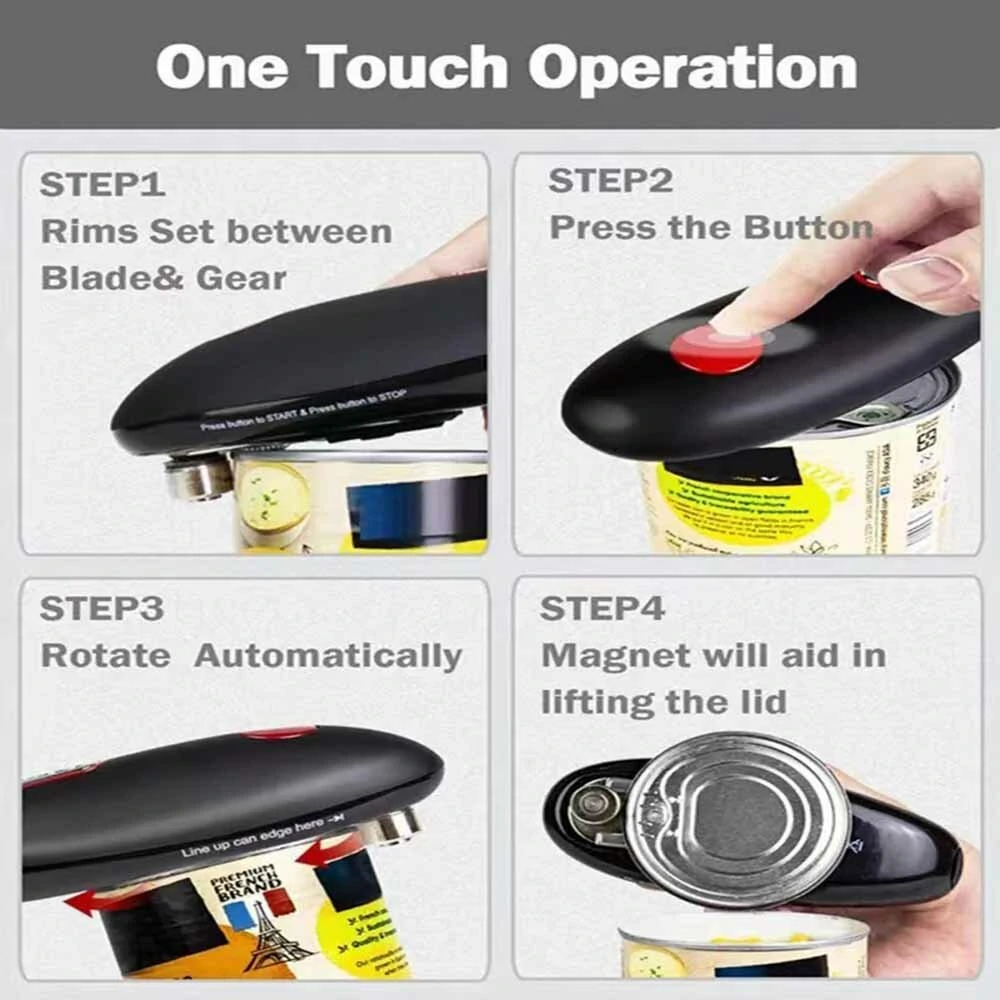 Electric Can Opener Handheld Automatic Bottle Opener Jar Can Tin Touch No Sharp Edges High Power Opener Can Kitchen Accessory — view 7