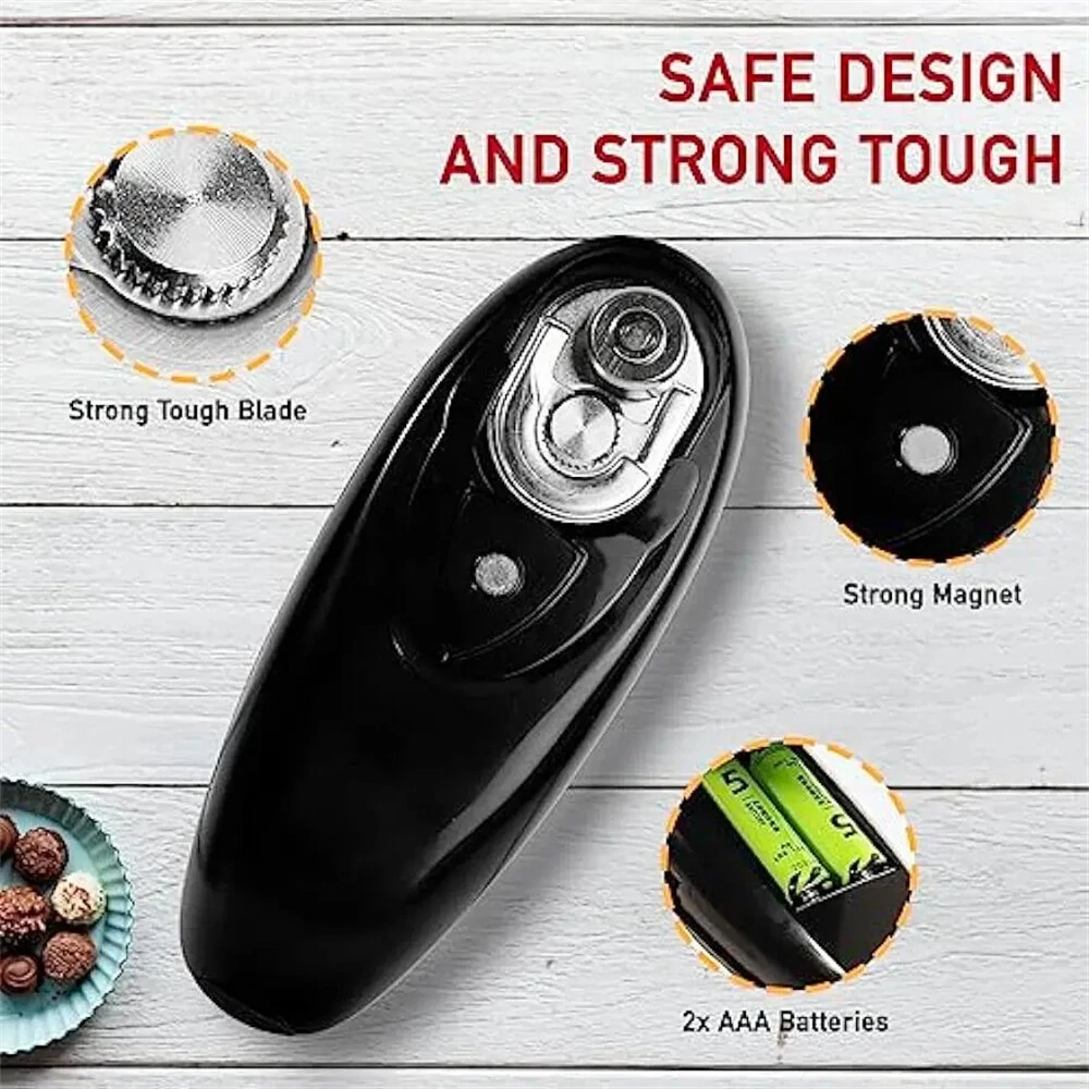 Electric Can Opener Handheld Automatic Bottle Opener Jar Can Tin Touch No Sharp Edges High Power Opener Can Kitchen Accessory — view 8