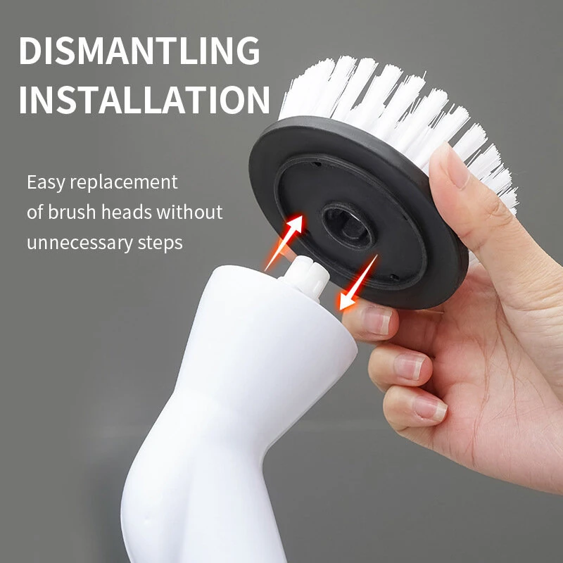 Electric Cleaning Brush Cordless 5W Motor Extendable Handle 5 or 6 Brush Heads ABS for Bathroom Kitchen Tile Floor Cleaning — view 8