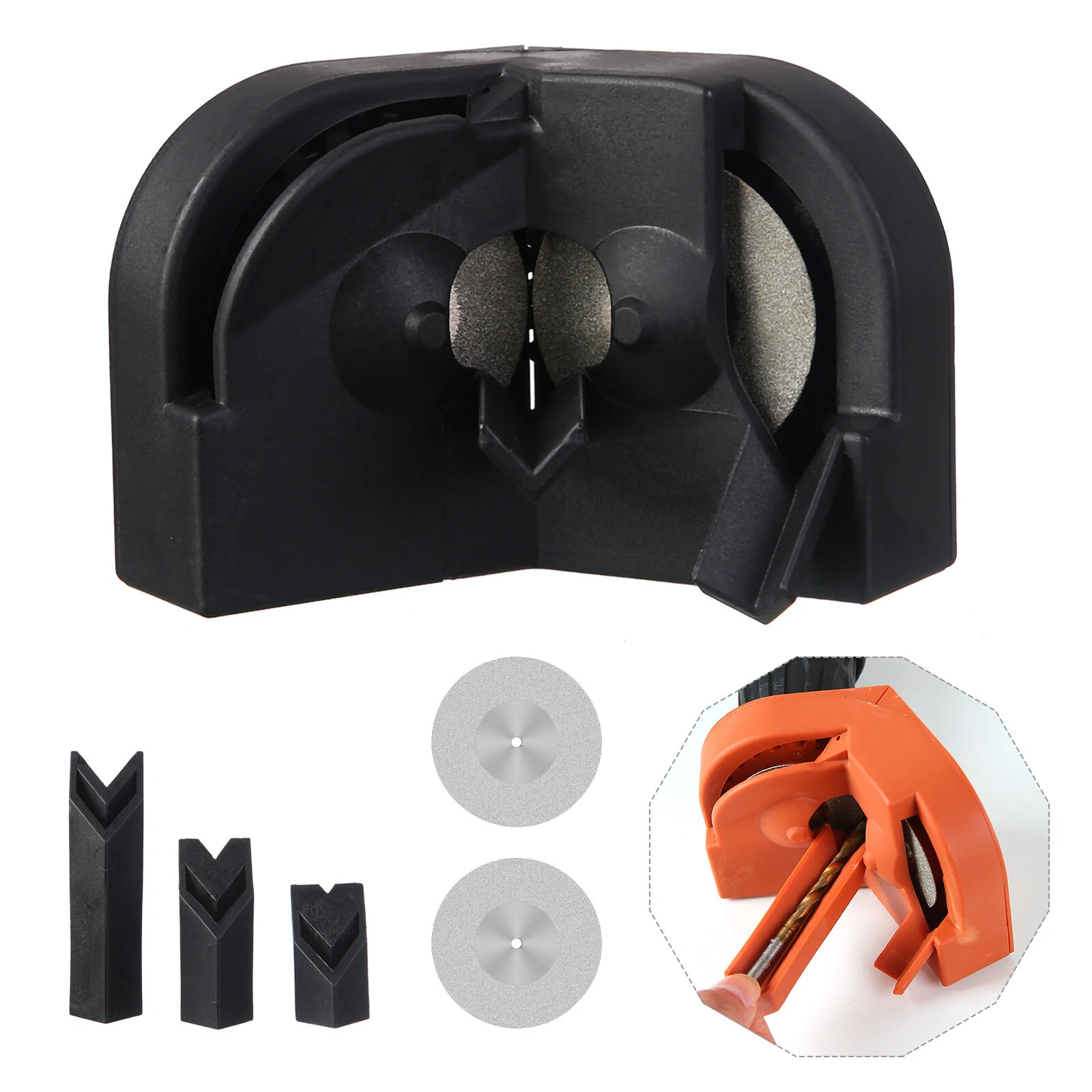 Electric Drill Bit Sharpener Multipurpose Drill Bit Grinding Sharpener for All Bits Drill Grinder Grinding Tool for High Speed Steel Masonry Carbide Cobalt & Tin Coated Bits — view 2