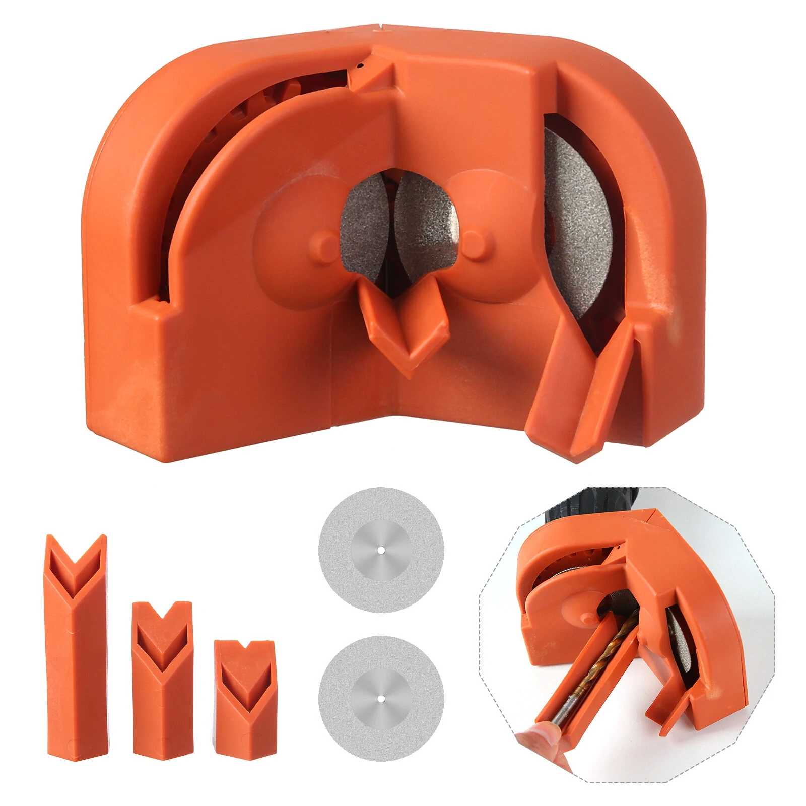Electric Drill Bit Sharpener Multipurpose Drill Bit Grinding Sharpener for All Bits Drill Grinder Grinding Tool for High Speed Steel Masonry Carbide Cobalt & Tin Coated Bits — view 3