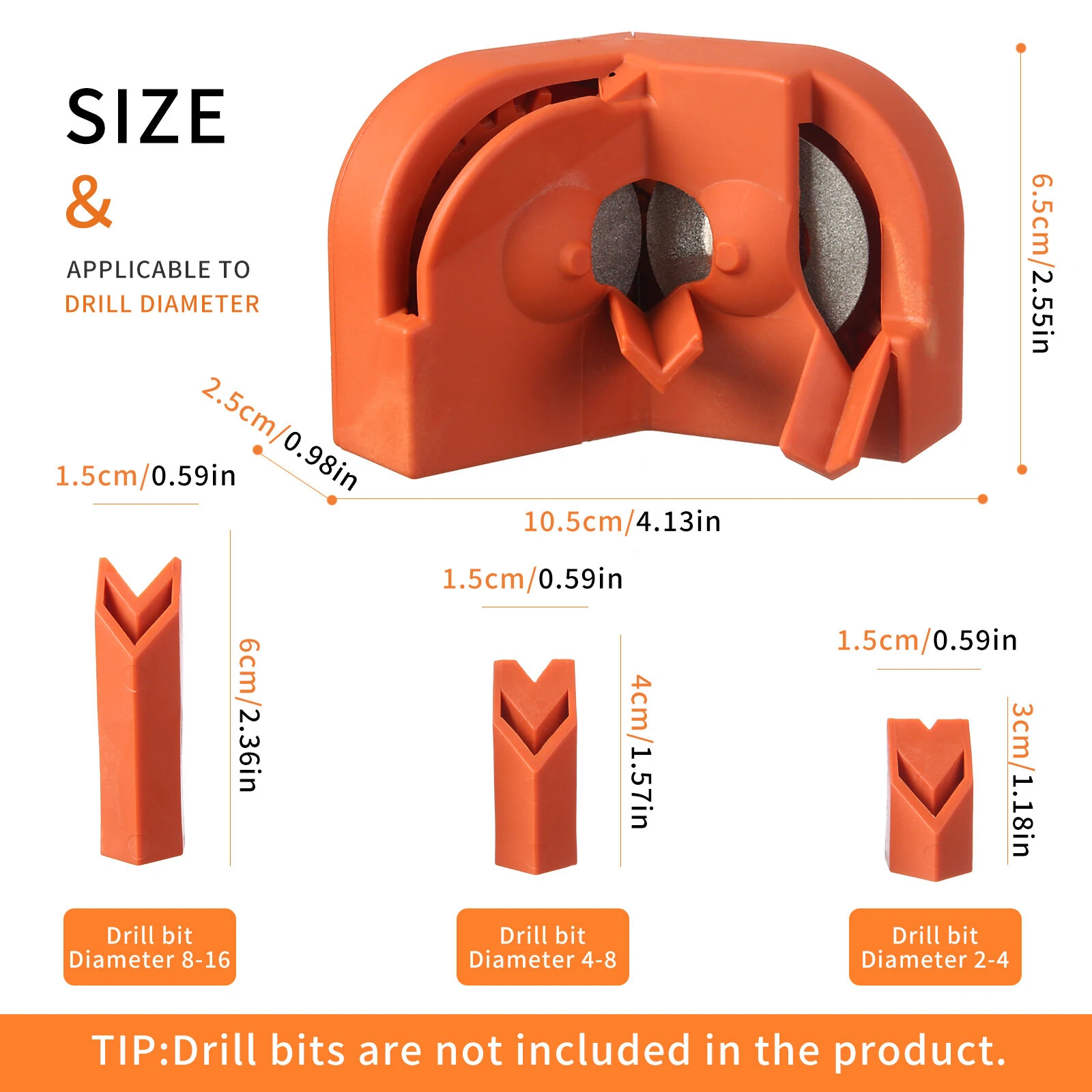 Electric Drill Bit Sharpener Multipurpose Drill Bit Grinding Sharpener for All Bits Drill Grinder Grinding Tool for High Speed Steel Masonry Carbide Cobalt & Tin Coated Bits — view 8